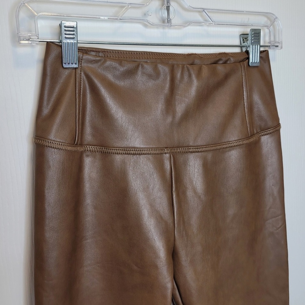 ⏰ 7 For All Mankind Brown Leather Leggings - Picture 3 of 9